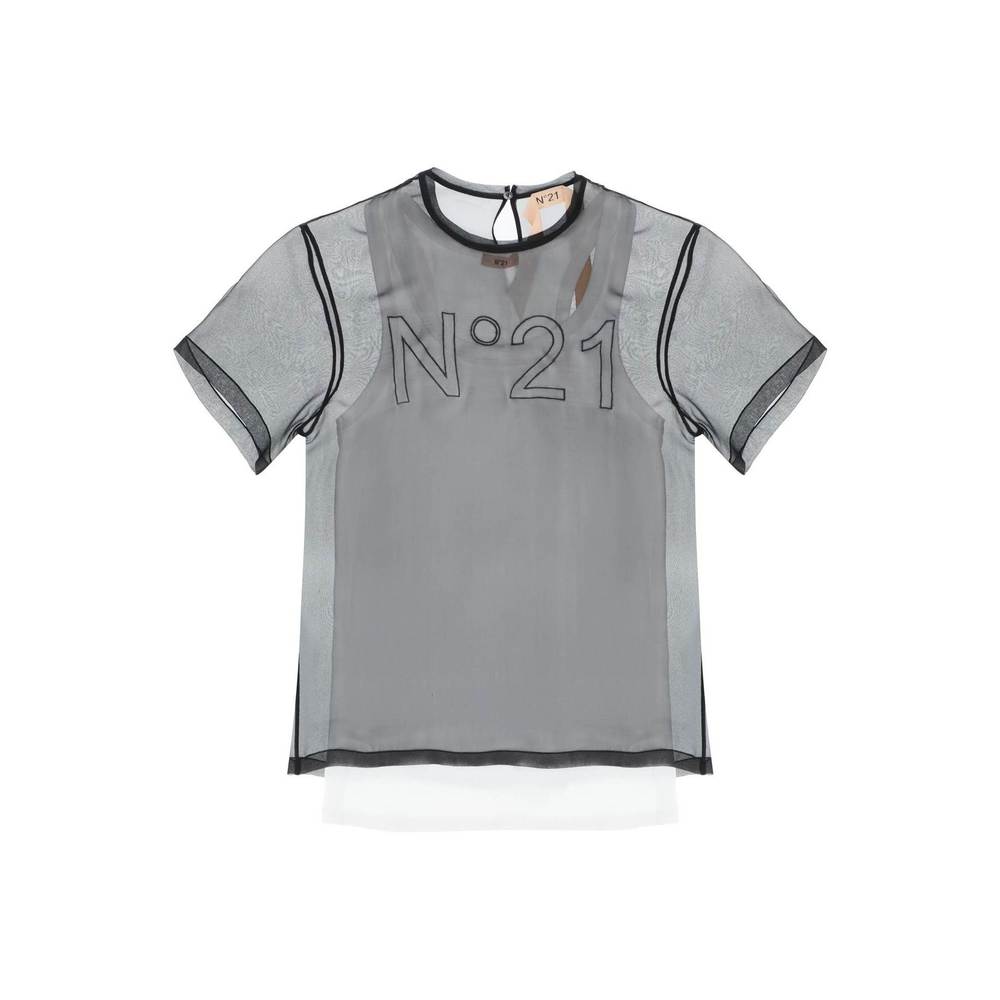 N21 georgette t-shirt with logo